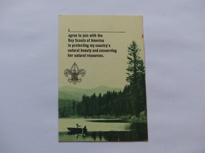 Unused Vintage Circa 1970 Outdoor Code Presentation Pledge Card Boy Scout BSA