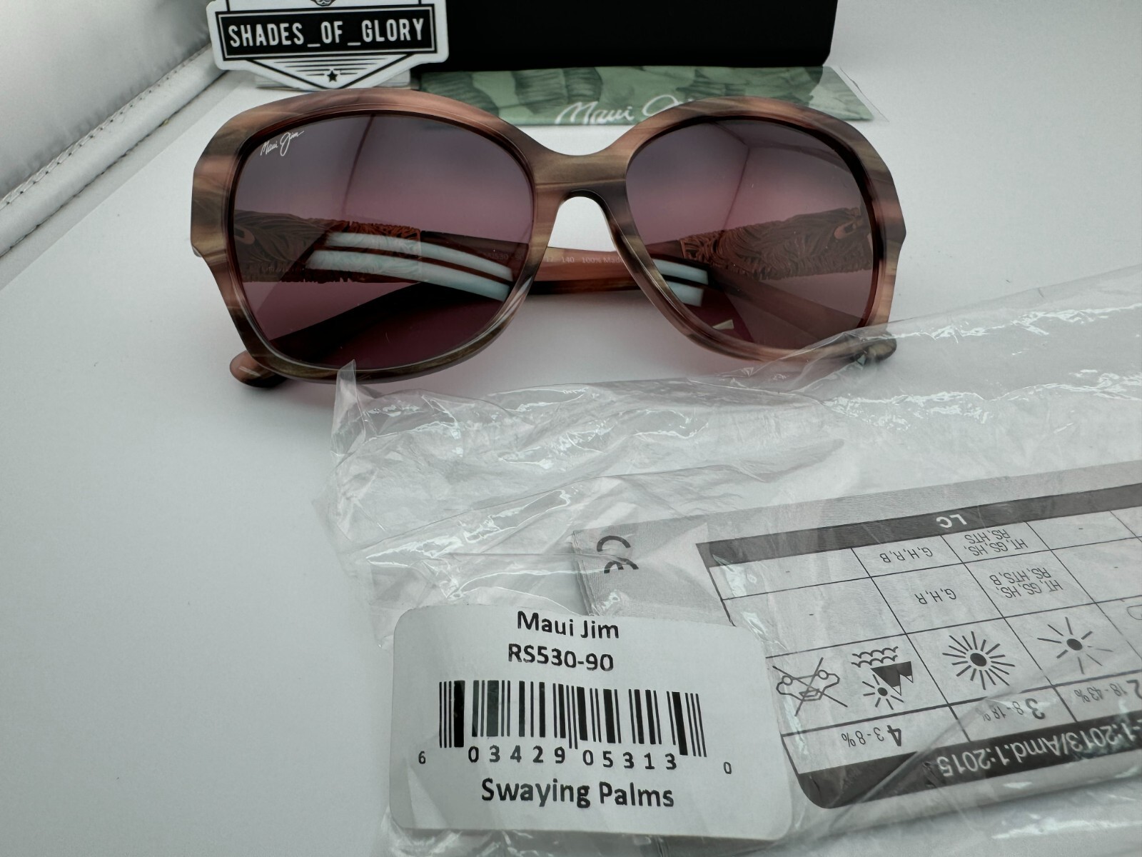 Pre-owned Maui Jim Swaying Palms Mj530-90 Pink Tortoise 24k Maui Rose Polarized Sunglasses