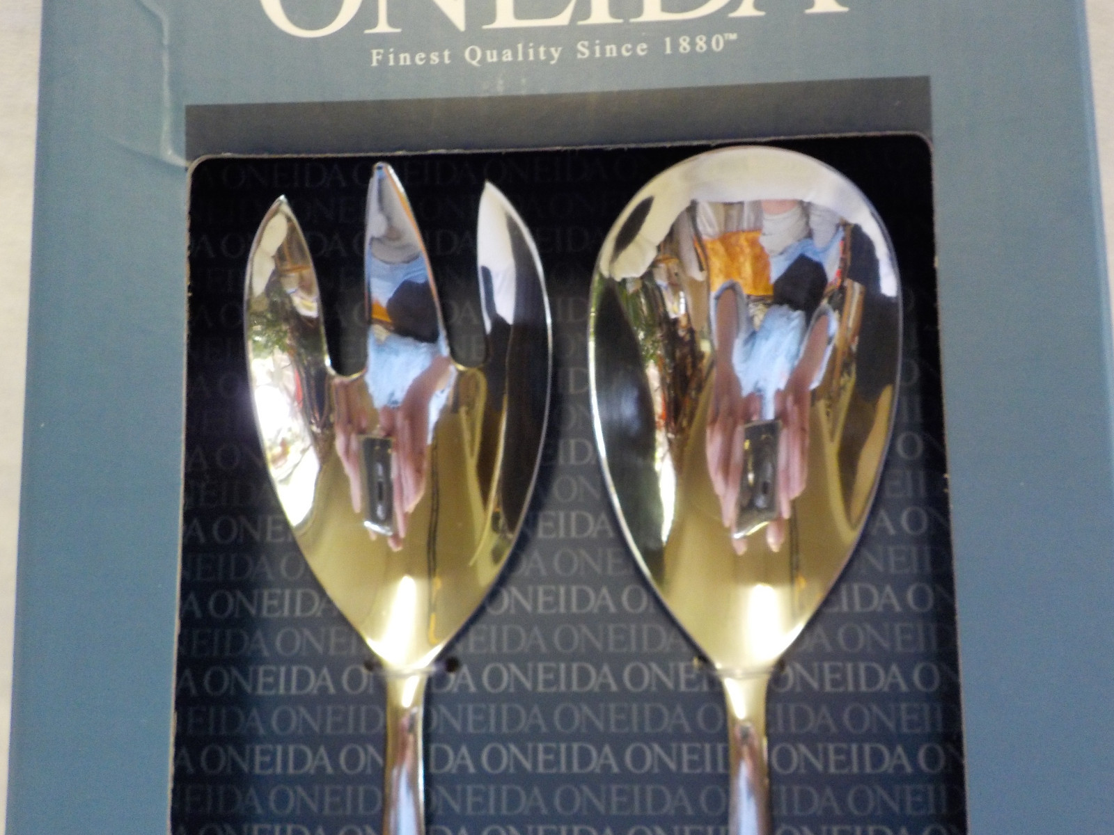 Oneida 2 Piece Salad Set NOCHA Pattern NIB 18% Chrome Dishwasher Safe No Polish