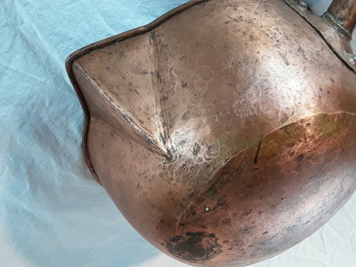 Antique Large Copper Candy Kettle Forged Seamless Cauldron & Ladel Bowl w/ Spout