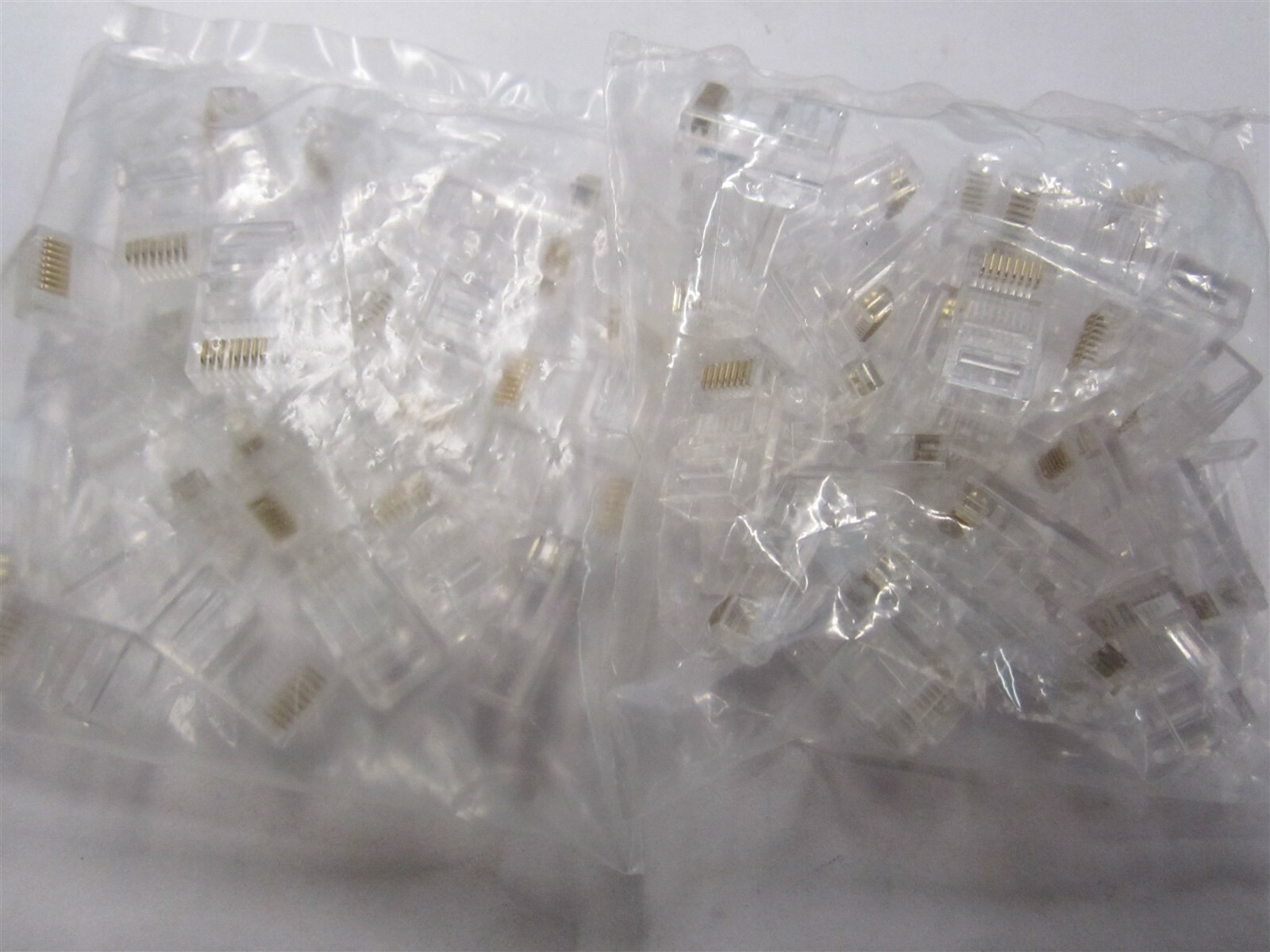 Lot of 50 RJ45 Telecommunications Modular Plugs, 8 Contacts, 8 Positions, NEW