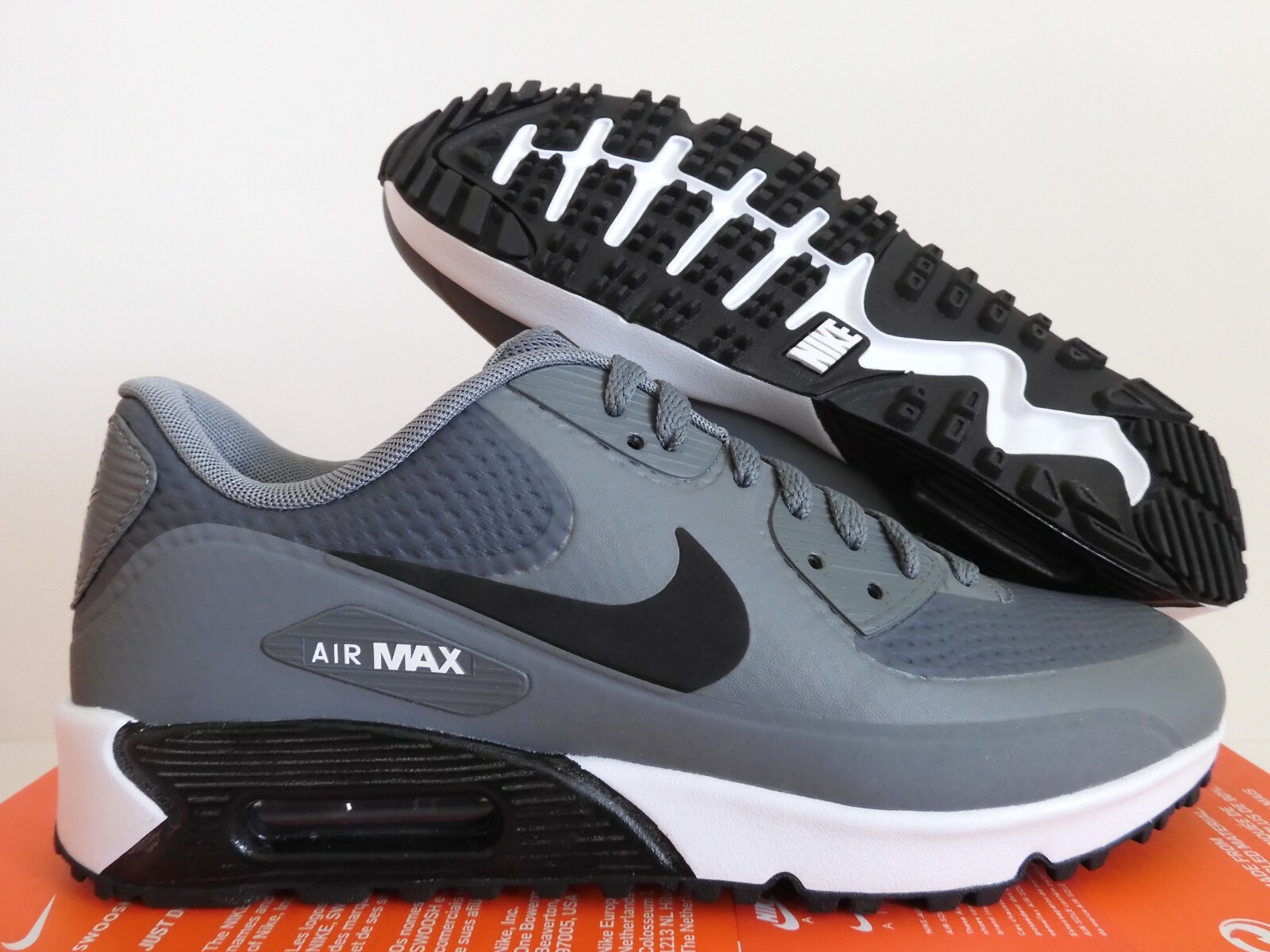 Nike Air Max 90 G Golf Cleats Smoke Grey-Black-White Sz 7 Nike Air Max 90 G Golf Cleats Smoke Grey-Black-White Sz 7