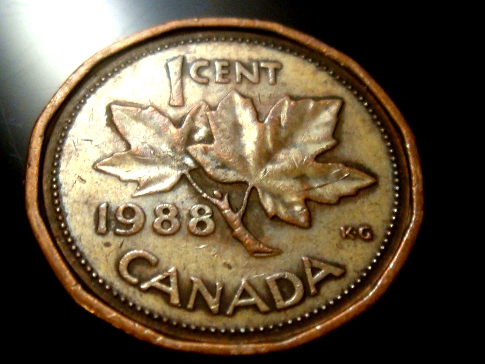 1988 Canada Penny RARE Error Struck Through late stage Capped Die strike thru