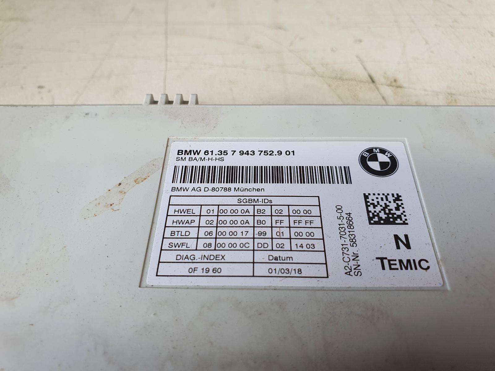 2014 Seat 1 Series BMW F20 RH FRONT (DRIVER SIDE) MODULE 61357943752 image 2
