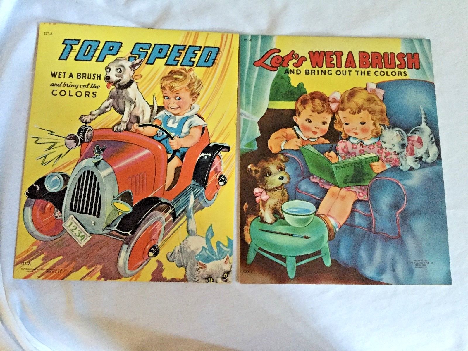 5 1944 WET A BRUSH COLOR PAINT BOOKS IN ORIGINAL BOX NO. 497