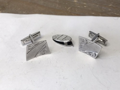 今ならほぼ即納！ etched silver sterling Vintage cufflinks eBay | clip tie and コレクション