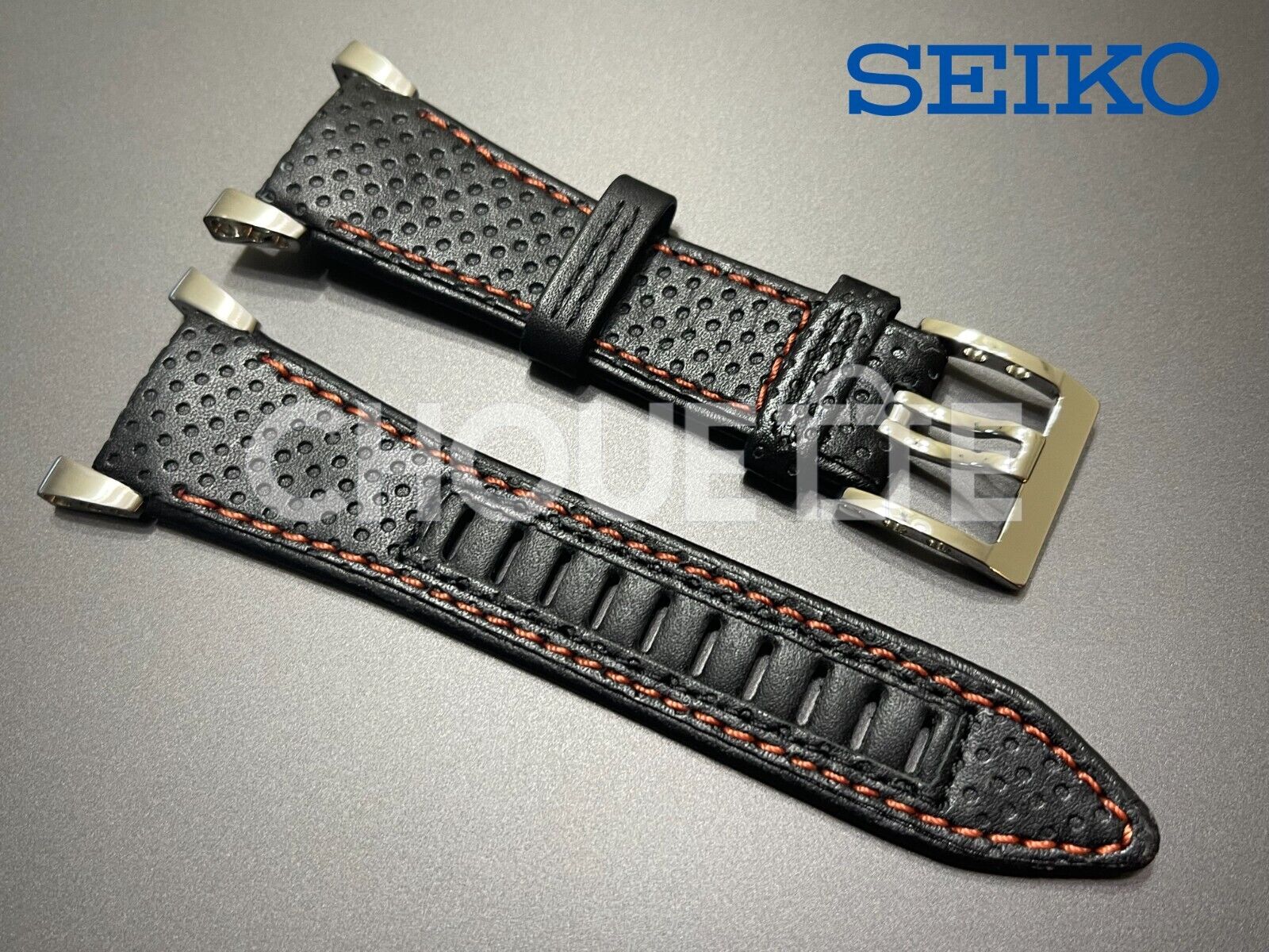 OEM Seiko Sportura Black Leather Watch Band 7T82-0AA0, SPC003, SNL035, SNJ021P1 OEM Seiko Sportura Black Leather Watch Band 7T82-0AA0, SPC003, SNL035, SNJ021P1