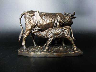 Parastone Pierre Jules Mene Cow with Calf Ornament Figure Cold Cast Bronze