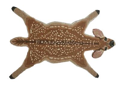 Dollhouse Deer Rug Modern Animal Play Mat Nursery Accessory Printed Card