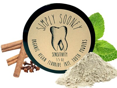 3.5oz SENSITIVITY FORMULA Vegan OrganicFluoride Free Remineralizing Tooth Powder
