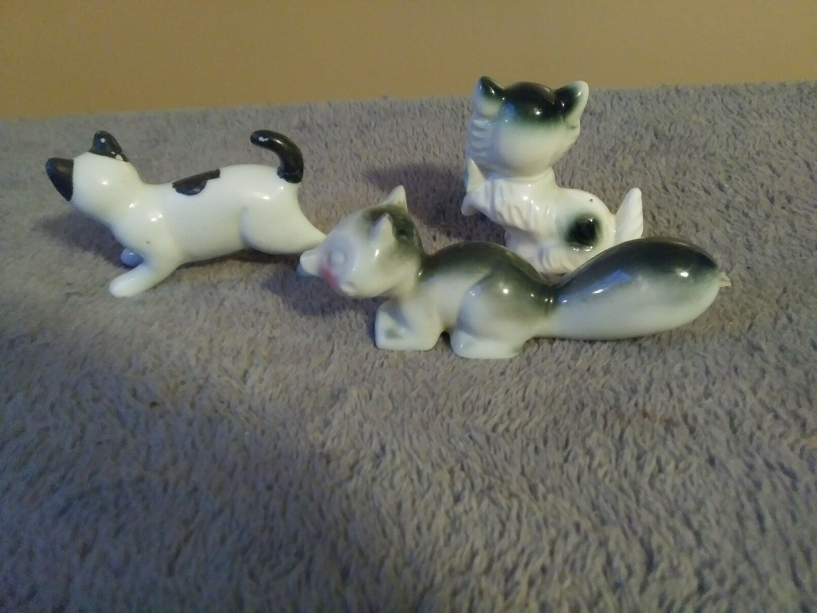 Lot of 3 Vintage ANIMAL FIGURINES 2 Cats 1 Squirel Bone China Porcelain Japan