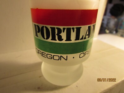 Vintage-  Portland Oregon -2 Oz. pedestal Shot Glass- frosted- nice B2