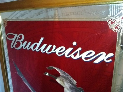 LARGE BUDWEISER BEER CANADIAN GEESE MIRROR-RARE BAR WILDLIFE MIRROR-NICE!