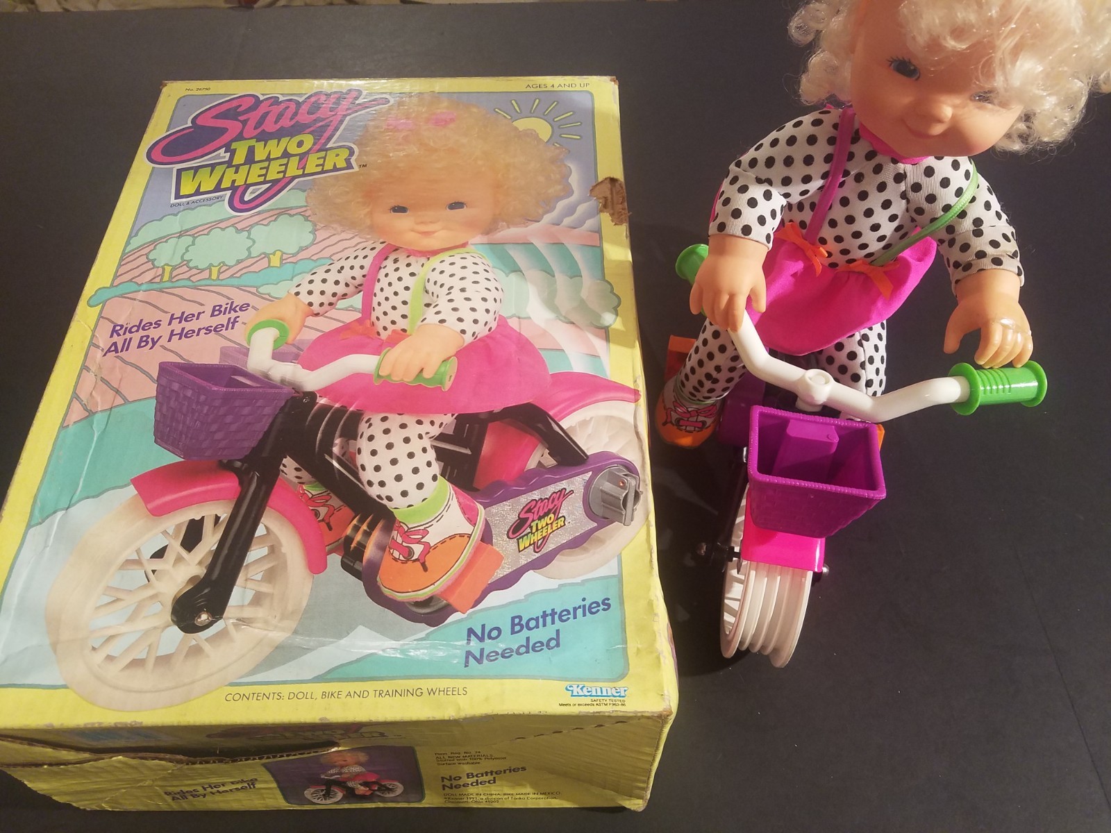 VINTAGE 1991 KENNER STACY TWO WHEELER DOLL IN BOX DOLL-BIKE