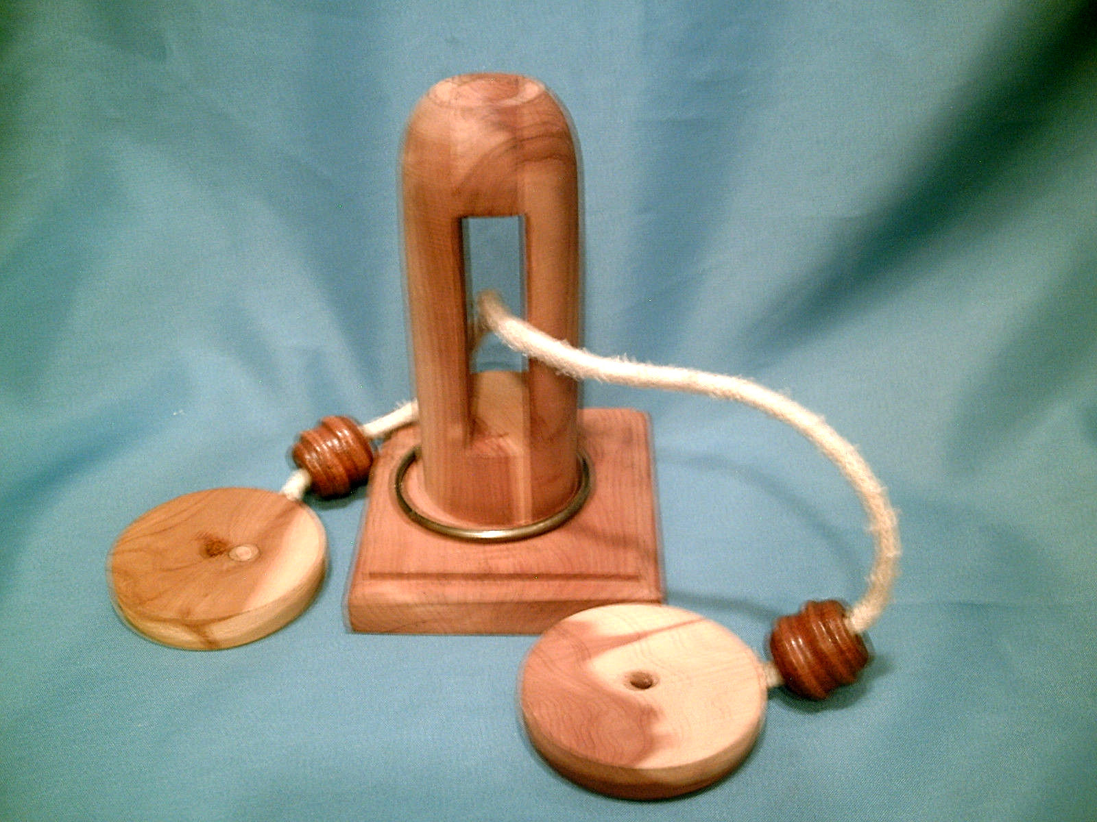 LOT OF 3 Hand Crafted Vintage Wooden Mind Puzzles Challenge Games Ring & Rope