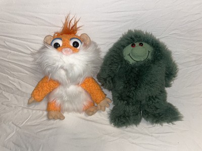 Muzzy Green Alien Monster BBC Show 9'' Stuffed Plush & Funky Orange MustacheDude