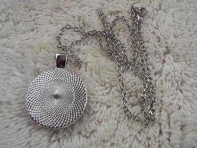 Silvertone Cinderella Princess Glass Pendant Necklace (C25)