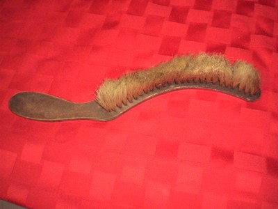 Victorian horse hair crumb brush half moon