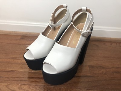 Truffle Collection Ankle Strap Stiletto High Heel Peep Toe Sandals Shoes White Truffle Collection Ankle Strap Stiletto High Heel Peep Toe Sandals Shoes White