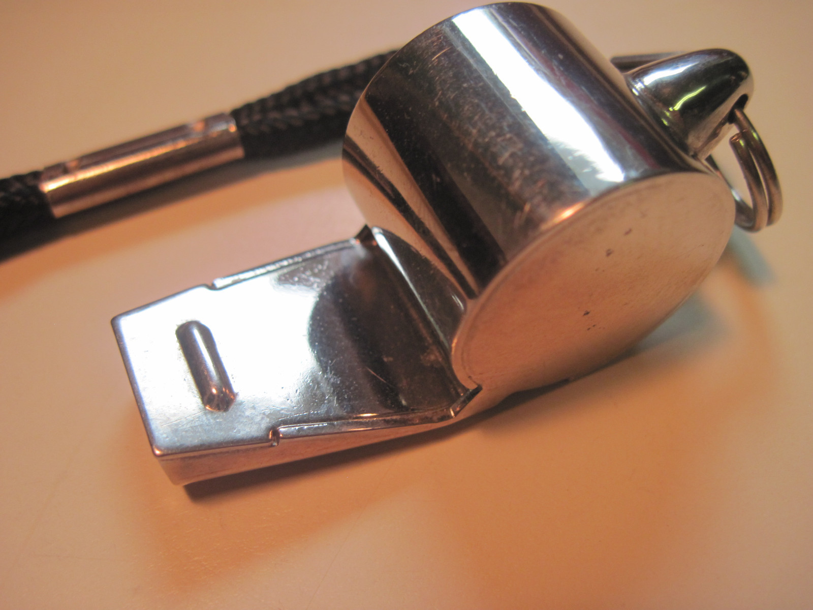 Olympia Chrome plated Brass whistle and lanyard Japan