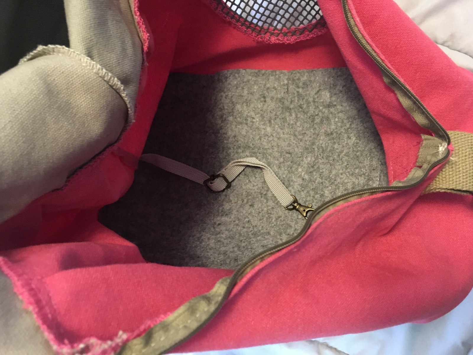 PINK TAN  Cloth Meshy WINDOW Tote Dog Pet Carrier Crossbody Bag M