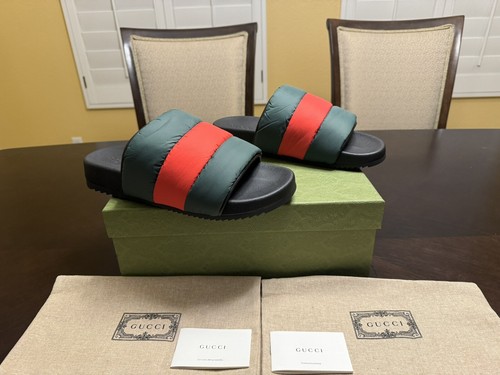 Pre-owned Gucci Logo Colors Padded Slide Sandals Size 38 / Us 8 In Multicolor