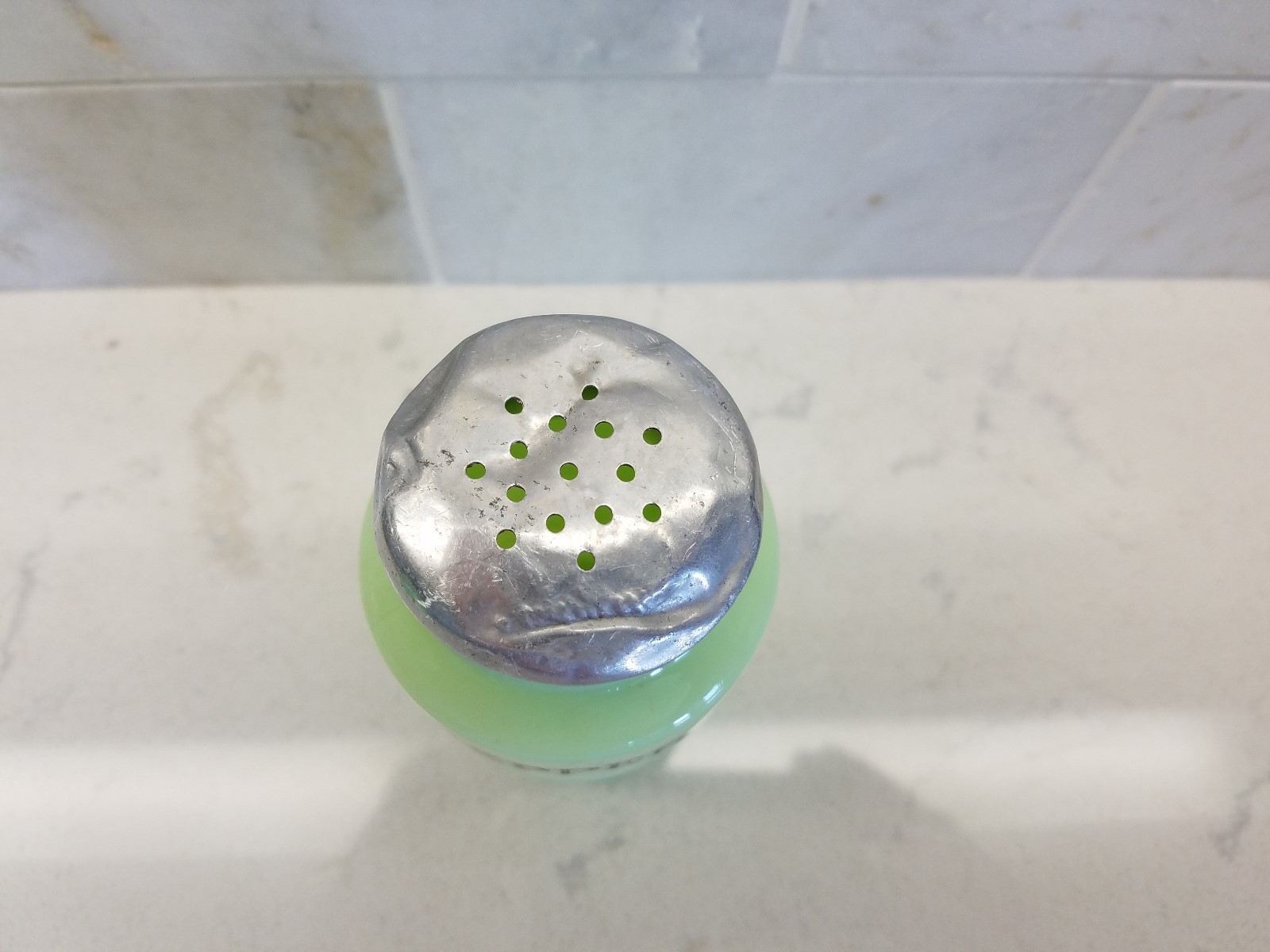 Original vintage jadeite jadite ribbed glass Range size pepper shaker with lid