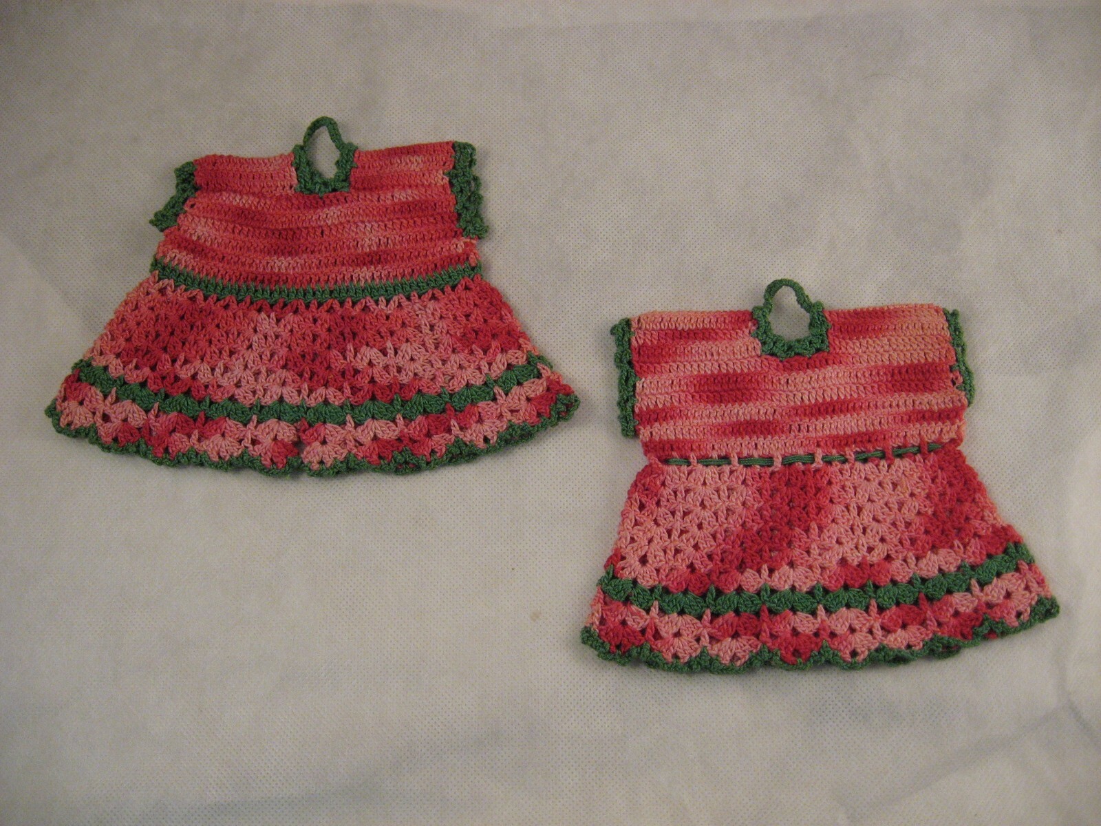 Vintage Hand Crocheted Dress and Pantaloon Hot Pads Pot Holders Trivets
