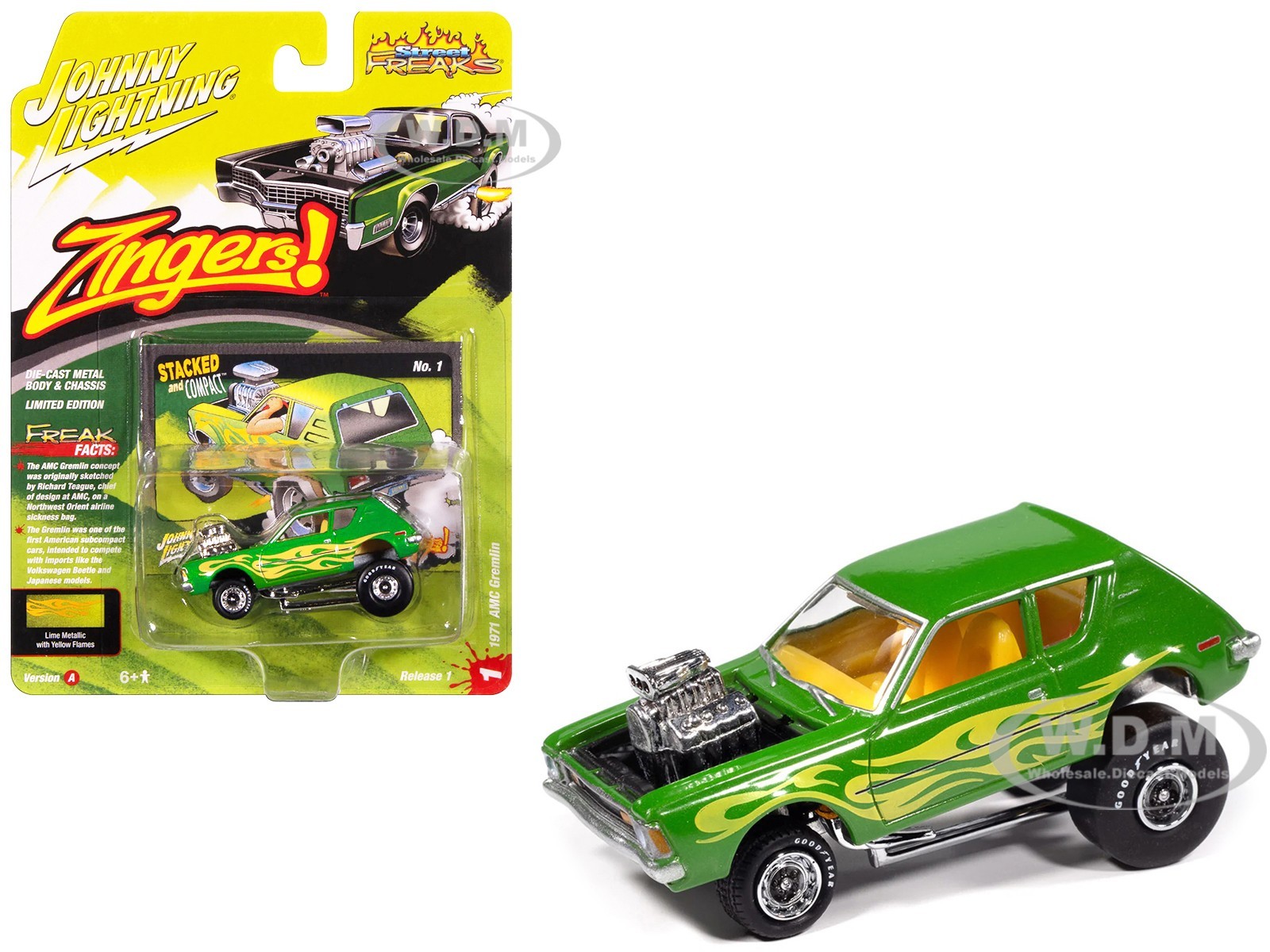 1971 AMC GREMLIN LIME GREEN ZINGER 1/64 BY JOHNNY LIGHTNING