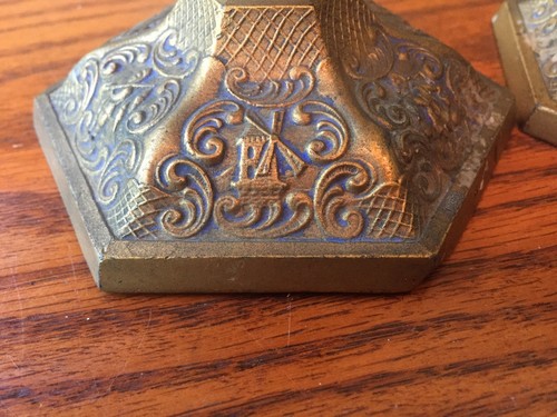 ANTIQUE Silver plate Candlesticks Marked H In Triangle Set Of 2 Vintage