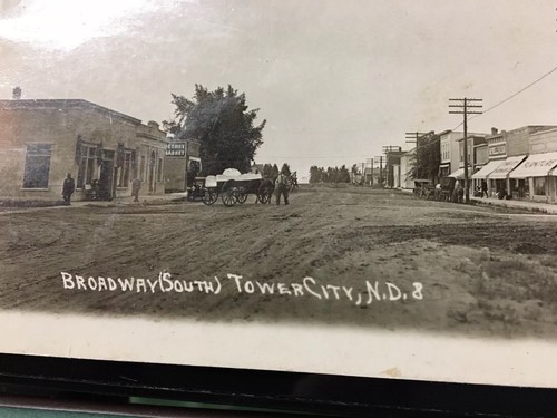 vintage postcard Circa Early 1900s Street Scene Broadway South Tower City ND