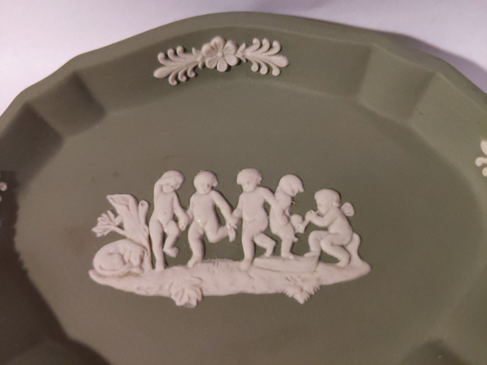 Wedgewood England Green Jasperware Small Trinket Dish Tray Free Shipping