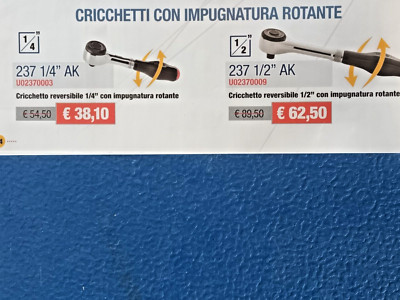 USAG /COPPIA di CRICCHETTI con Impugnatura Rotante, ART. 237 1/4" AK+237 1/2" AK