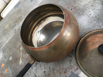 VINTAGE COPPER FONDUE CHAFING WARMING POT SET WITH TRAY/BURNER/STAND