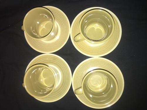 Franciscan Earthenware Coffee Mugs/Cups & Saucers Pebble Set Of Four Mid Century