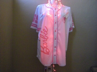Barbie White Baseball Jersey Calicornia 59 Barbie Logo Women's Plus Size 3X NWT