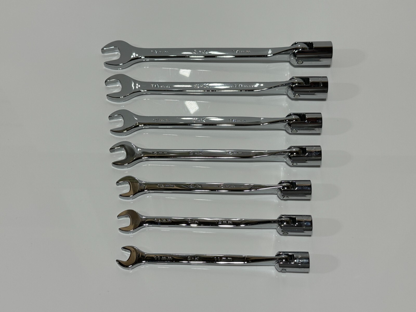 SK Tools USA NOS 7pc Metric 11mm-19mm Flex Head Combination