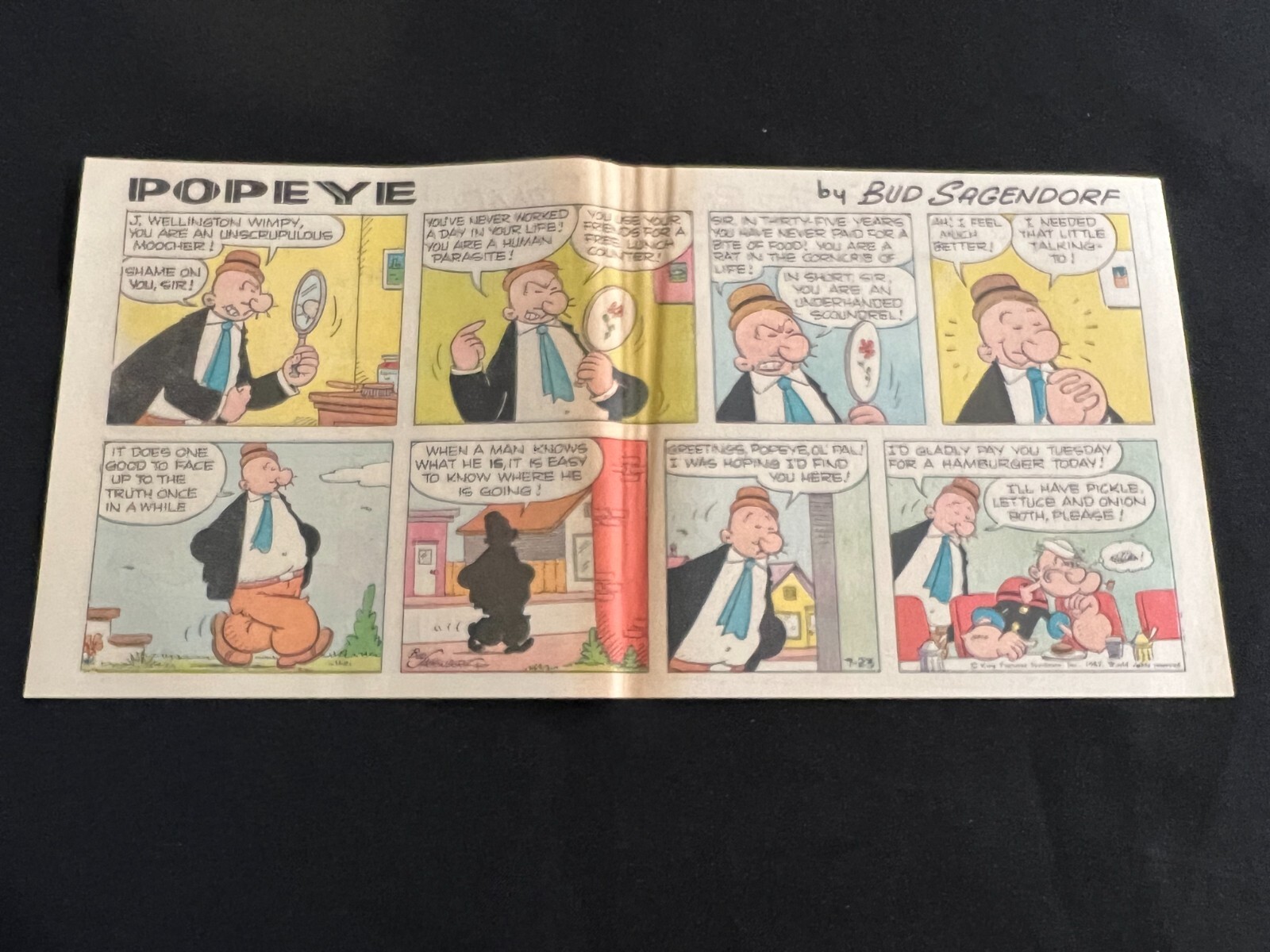 コミック「ポパイ」原作者Bud Sagendorfさんのサイン 1967年　原画 コミック「ポパイ」原作者Bud Sagendorfさんのサイン 1967年 原画