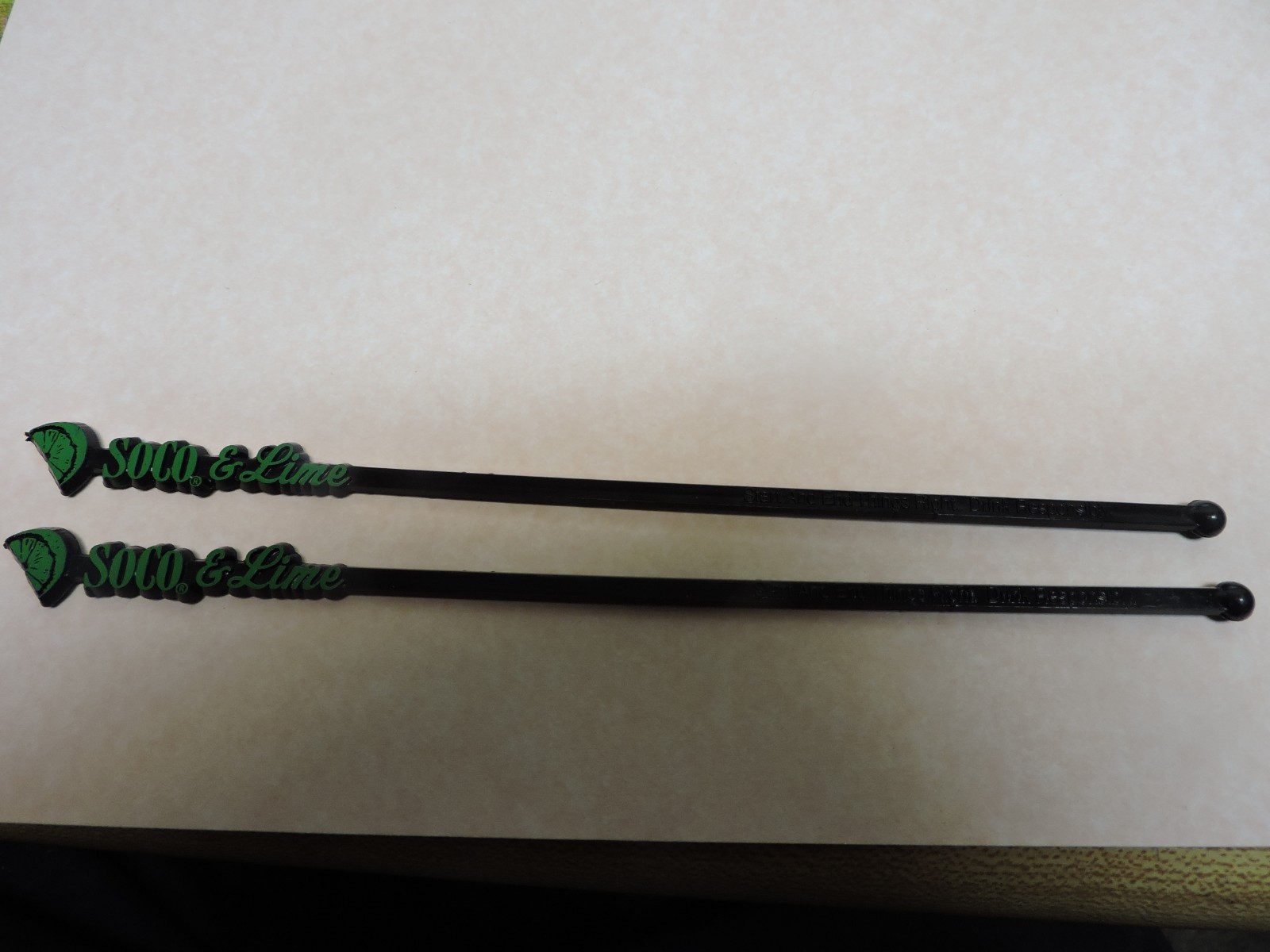 2 Swizzle stir Sticks  Soco & Lime