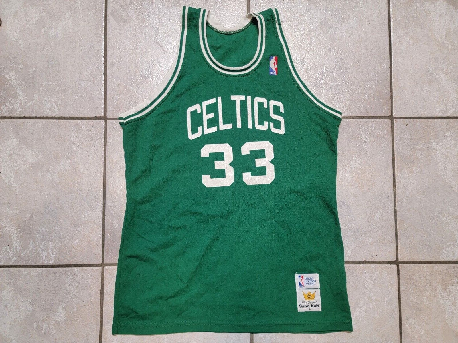 NBA　boston celtics   コレク… VINTAGE 80' BOSTON CELTICS #33 NBA CHAMPION SAND KNIT JERSEY