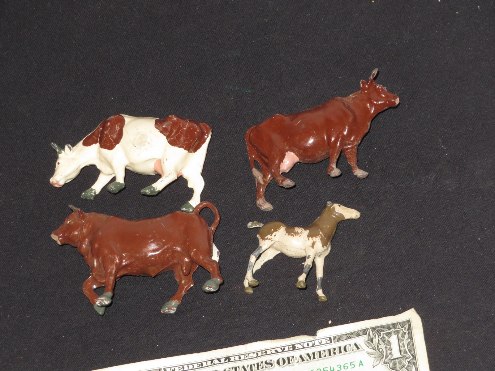Britains Britain COW BULL PONY Vintage Lead Toy Farm Animal LOT   (P121)