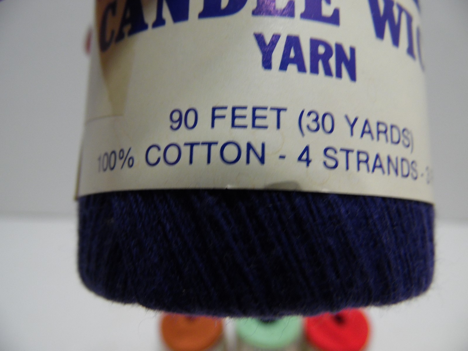 Q's Candle Wick Yarn Lot of 5 Assorted Colors Cotton 3 Ply 4 Strand Color Fast