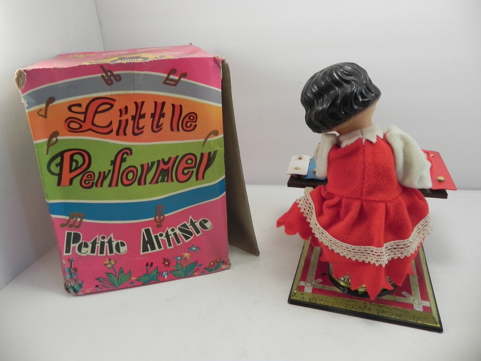 Vintage Original LITTLE PERFORMER Xylophone Tin Toy Wind-Up in Box Working China