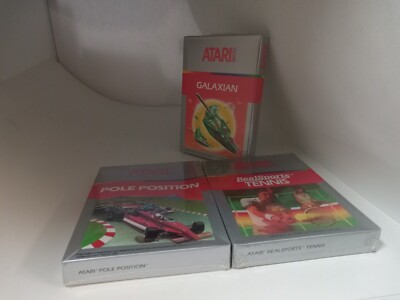 3 NEW FACTORY SEALED ATARI 2600 GAMES RS TENNIS /GALAXIAN/POLE POSITION NTSC #Z7