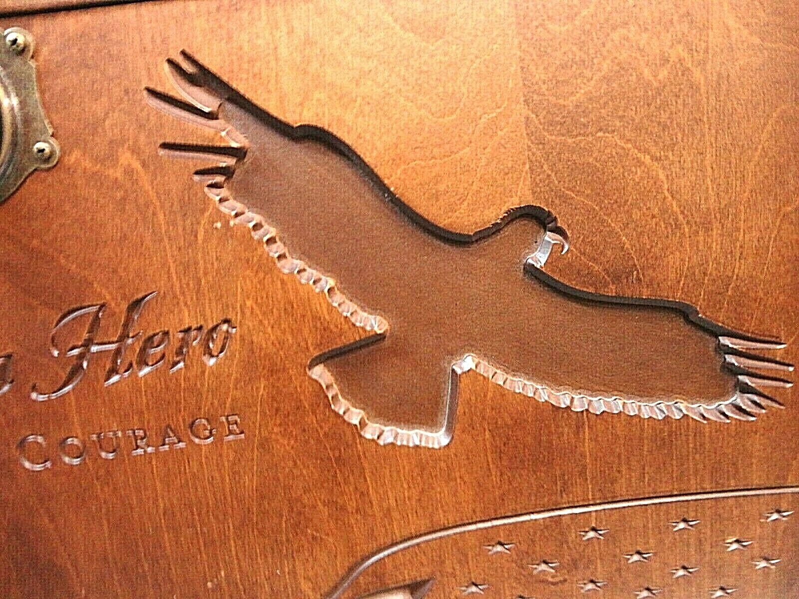 Vintage Wood Military Footlocker  Storage w/ Tray Hand carved with key