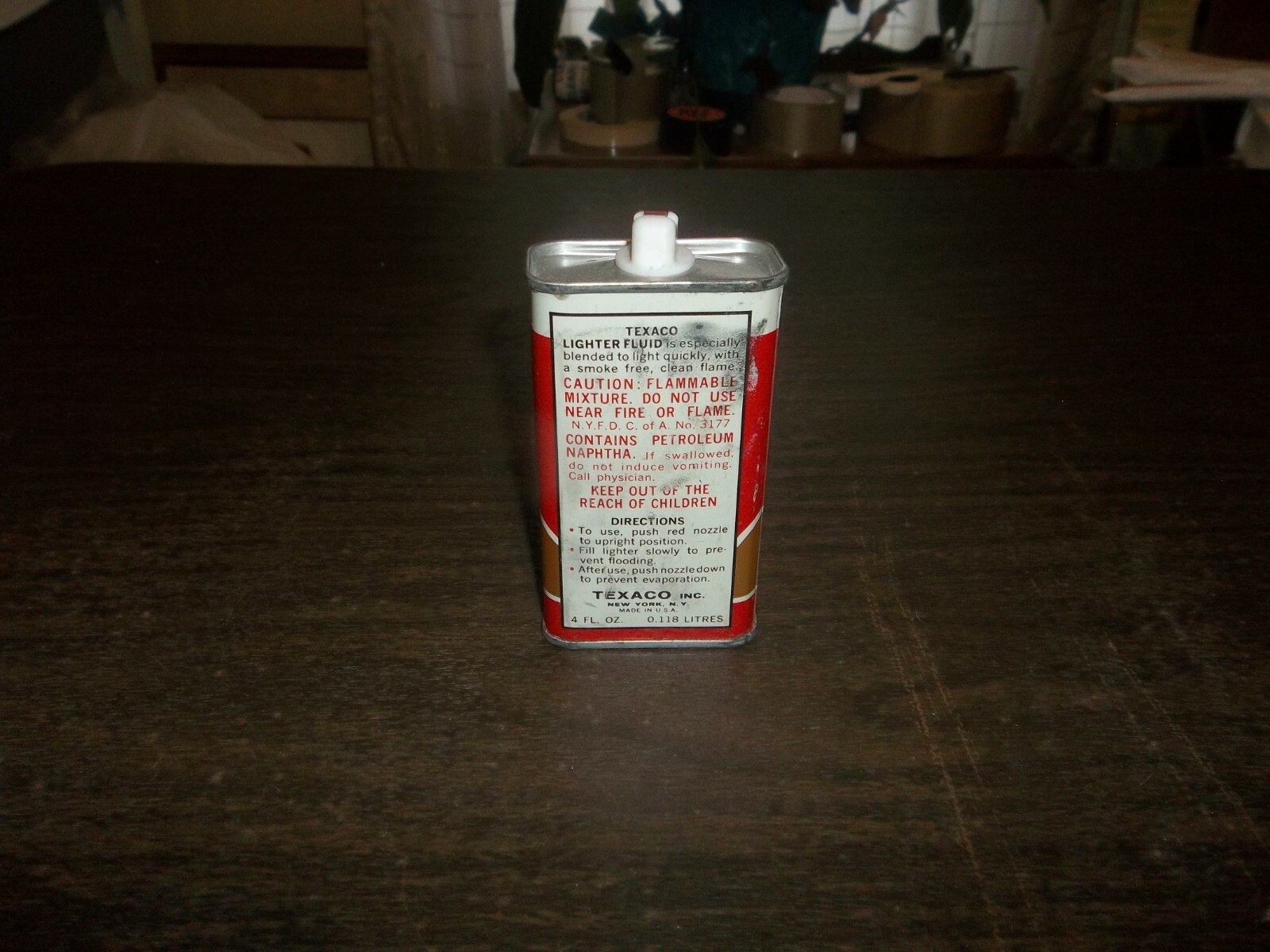 Vintage Empty Texaco Lighter Fluid Handy Oiler Can Gas Oil Advertising!