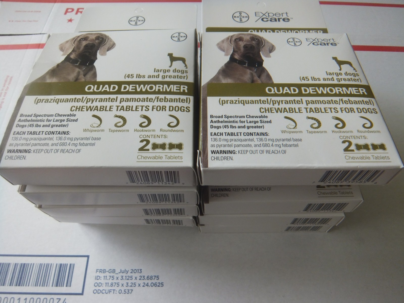 Bayer Quad Dewormer for Large Dogs 45lbs and Over 2 Chewable Tablets Set of 50