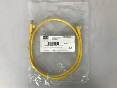 Hubbell 3' PCX5EY03 CAT5e Speed Gain Patch Cord Pack of 2