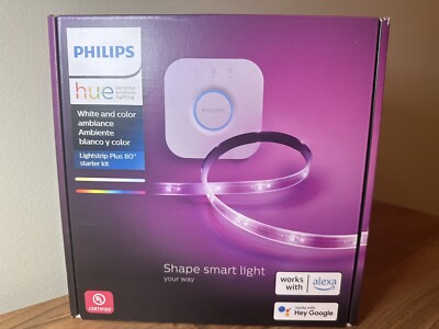 PHILIPS HUE 555342 Lightstrip 80'' White & Color Ambiance with Starter Kit NEW