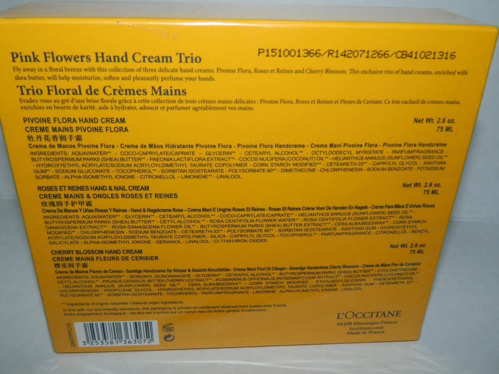 L'Occitane Pink Flowers Hand Cream Trio NEW Roses et Reines Cherry 3 x 75ml